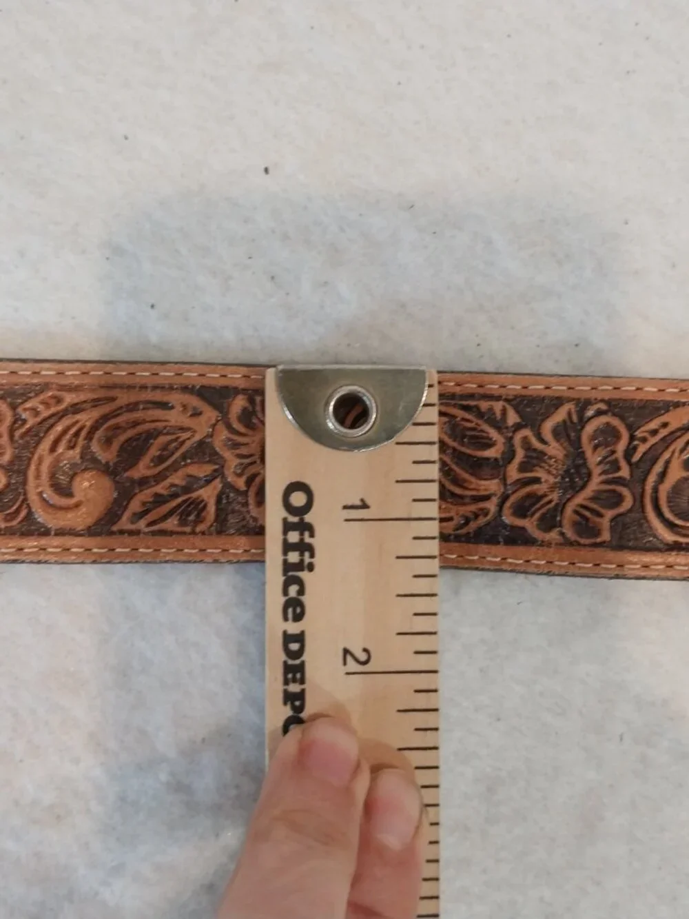 Justin Tooled Western Belt Youth Size 26 Floral Brown Top Grain Leather USA Made